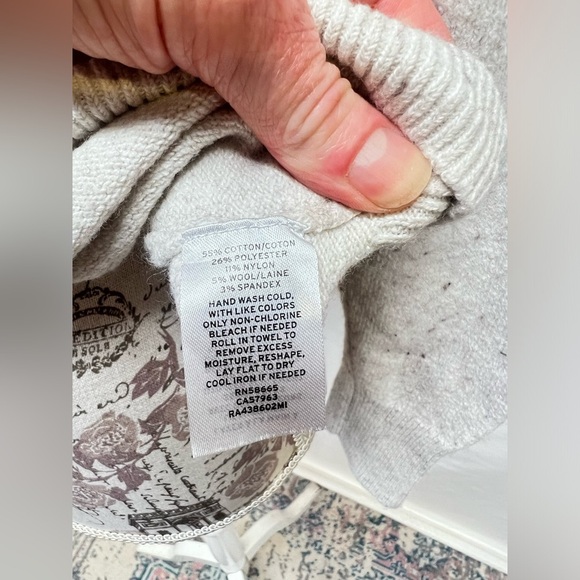 RACHEL‎ PARCELL Beige speckled puff sleeve turtleneck sweater size M. - Picture 12 of 14